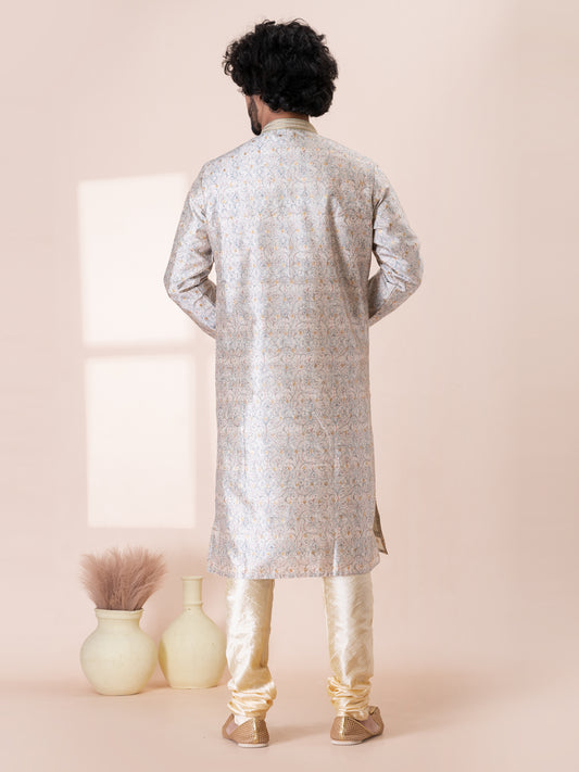 Elegant Bidwell Brown Silk Kurta Pajama Set with Neck Handwork