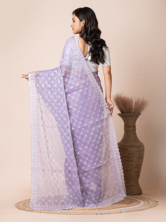 Opulent Lavender Tissue Saree