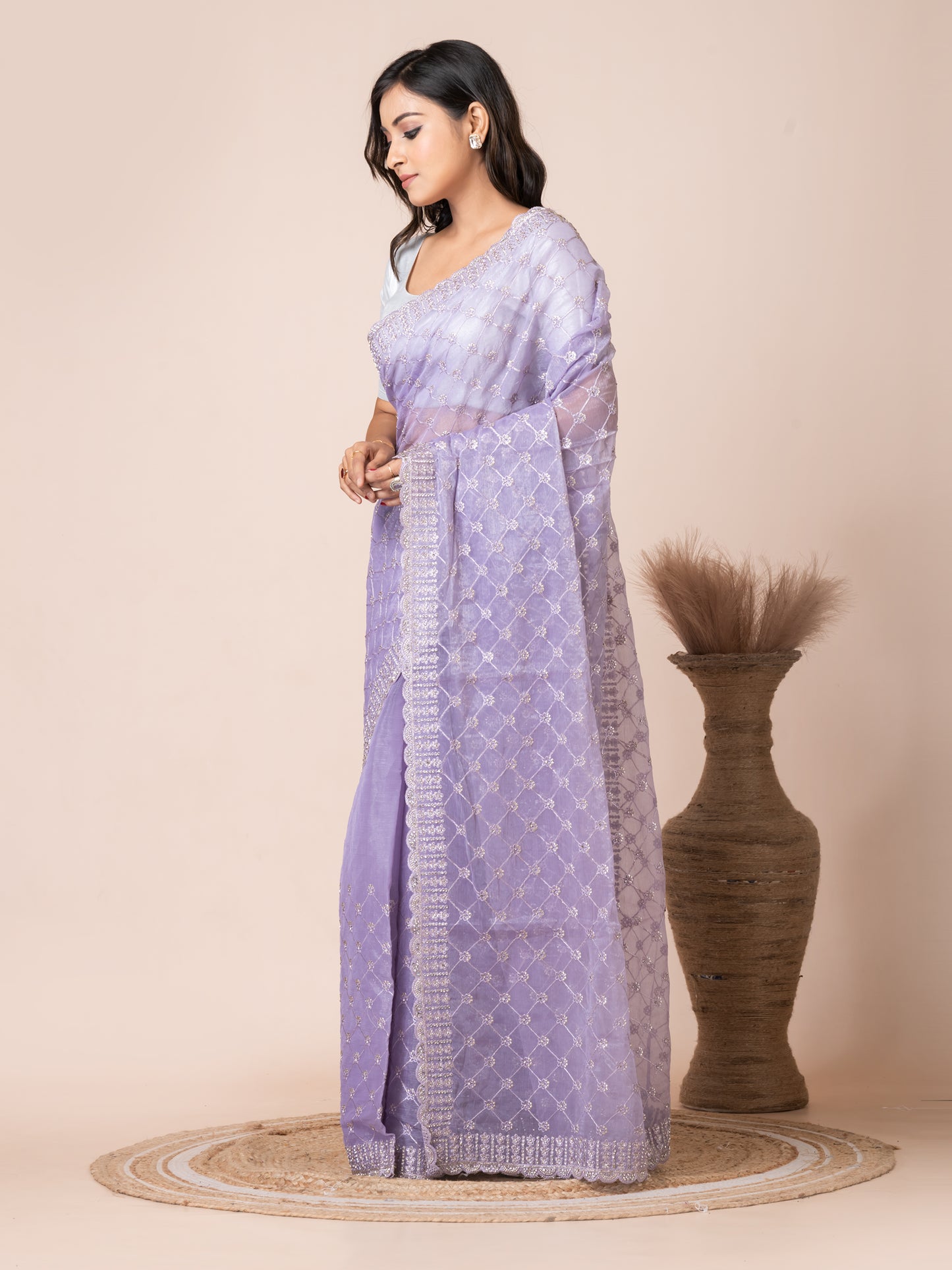 Opulent Lavender Tissue Saree