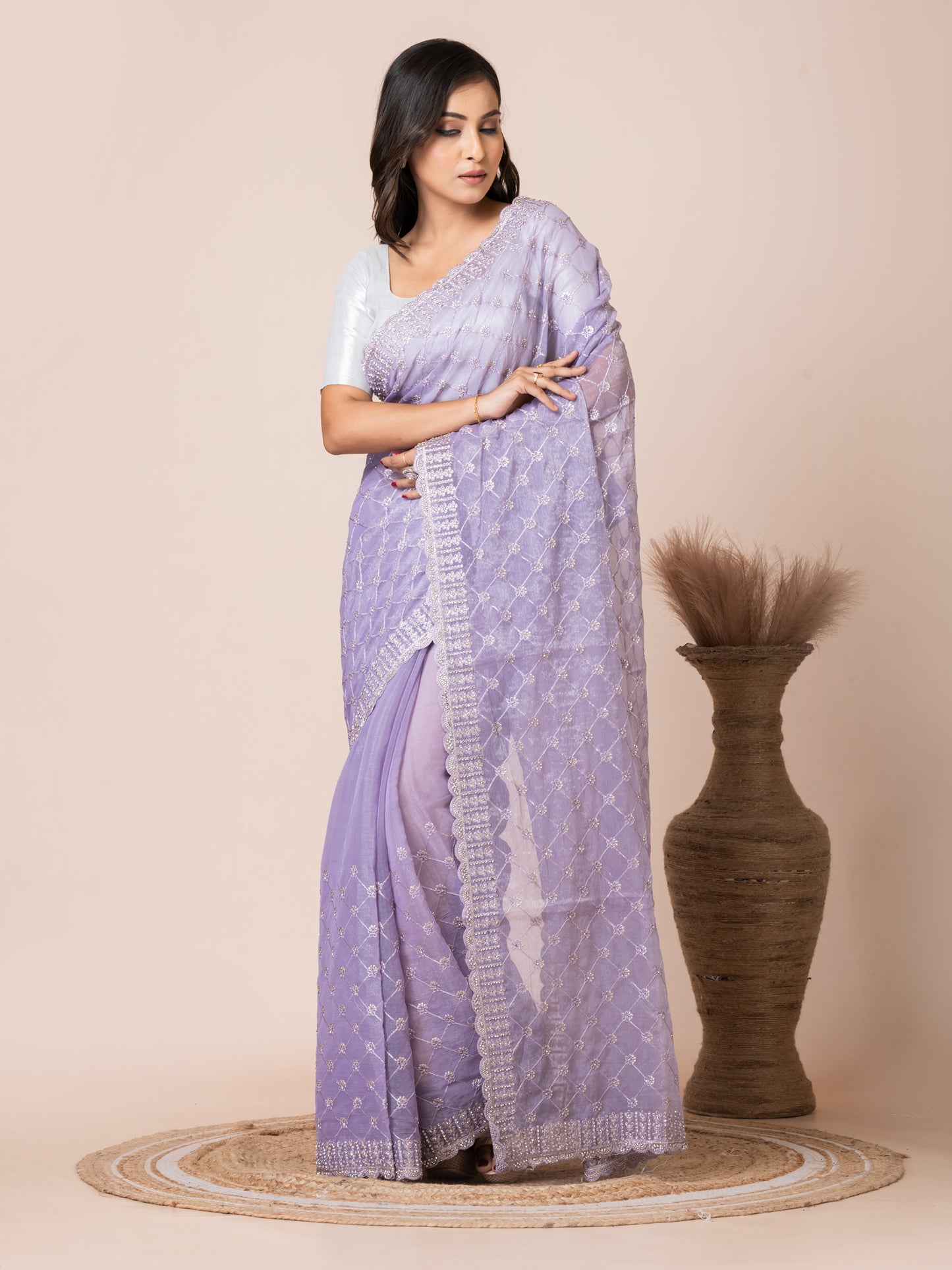 Opulent Lavender Tissue Saree