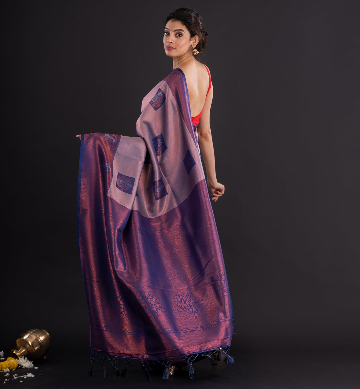 Royal Purple & Mauve Handloom Silk Saree with Zari Motifs