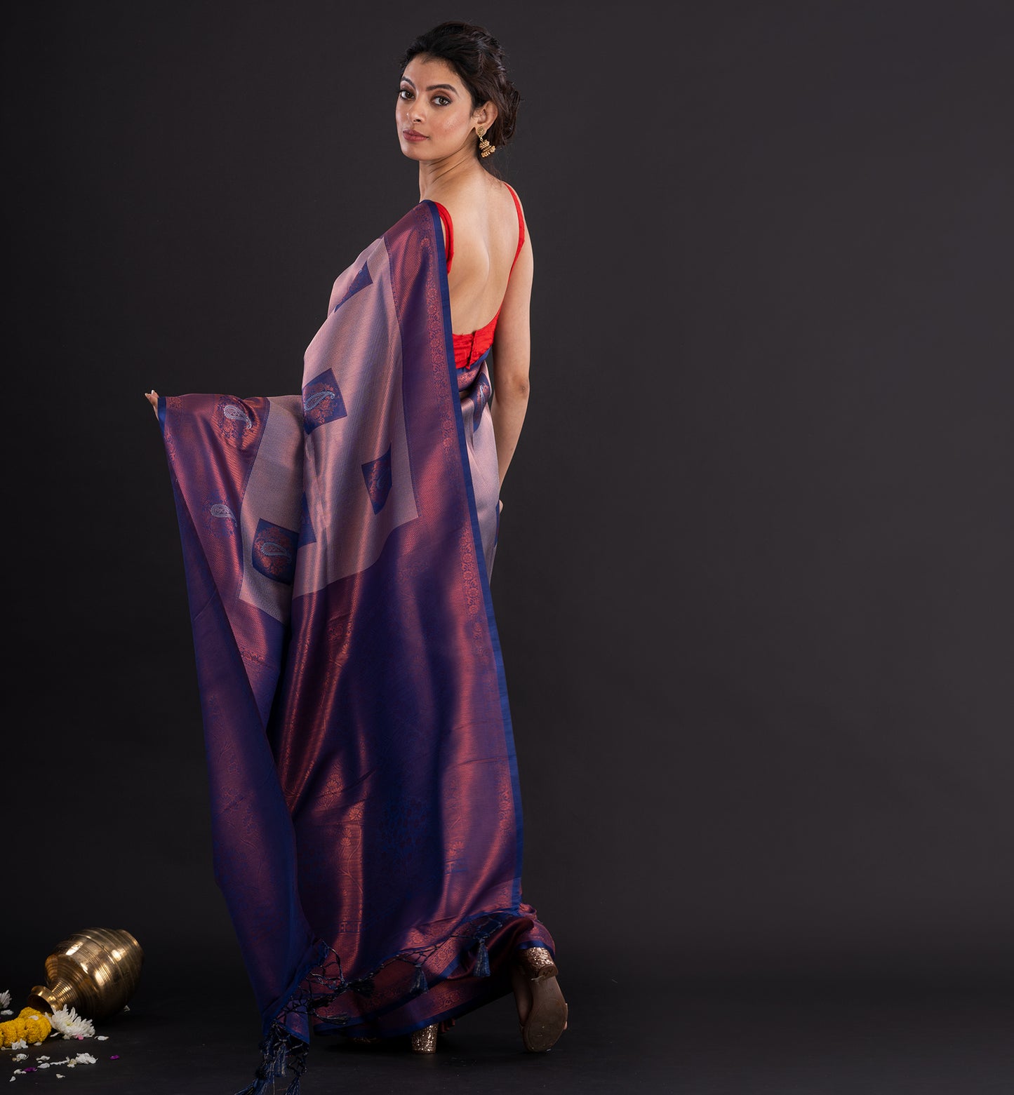 Royal Purple & Mauve Handloom Silk Saree with Zari Motifs