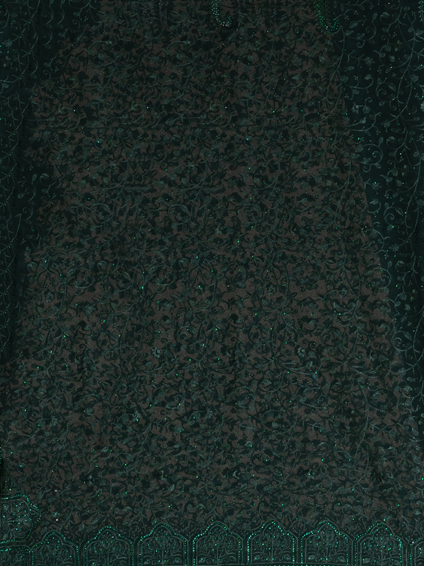 Luxurious Dark Green Fancy Chiffon Saree with Jal Work