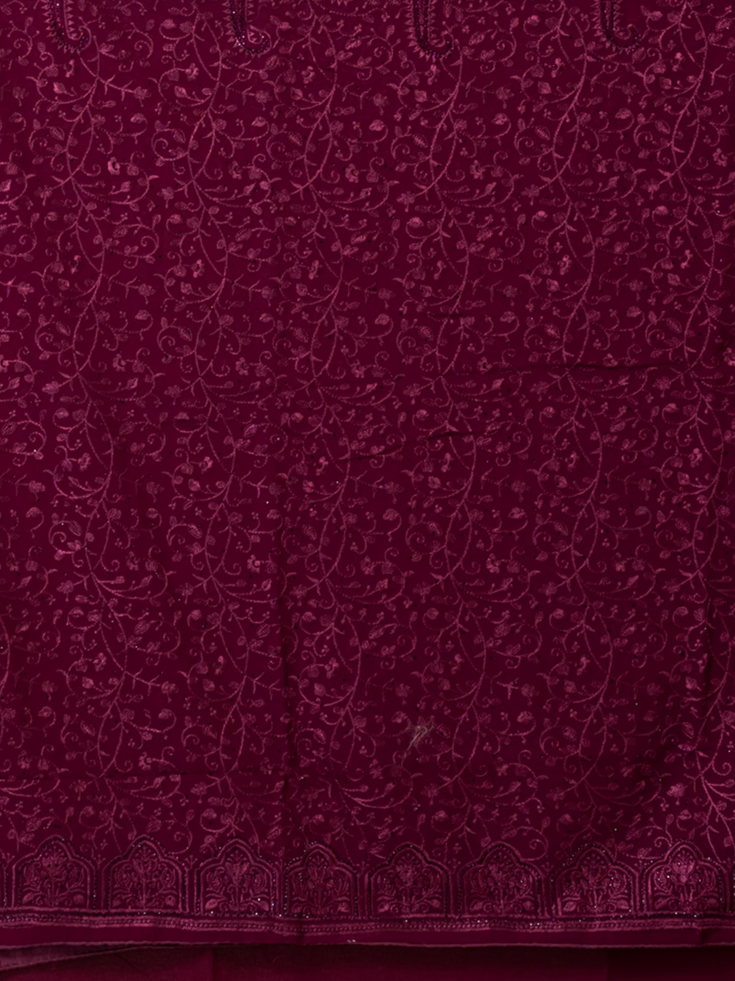 Exquisite Maroon Fancy Chiffon Saree with Jal Work