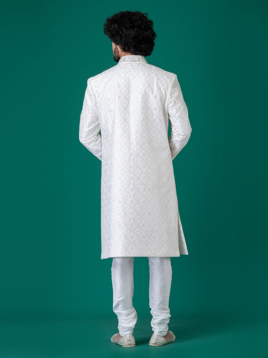 Majestic Orchid Whisper Sherwani with Neck Handwork