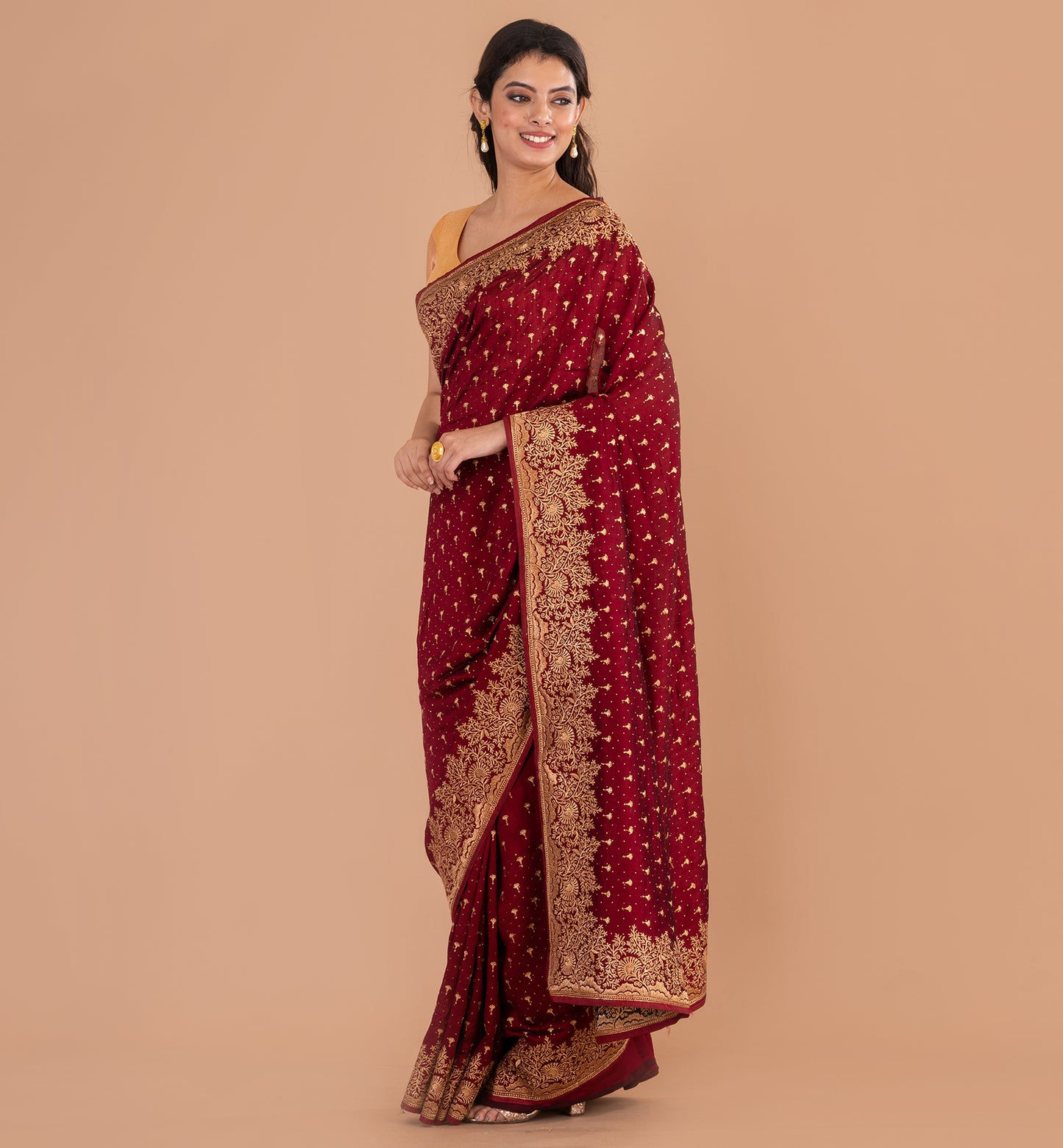 Opulent Maroon Fancy Tussar Ghicha Saree