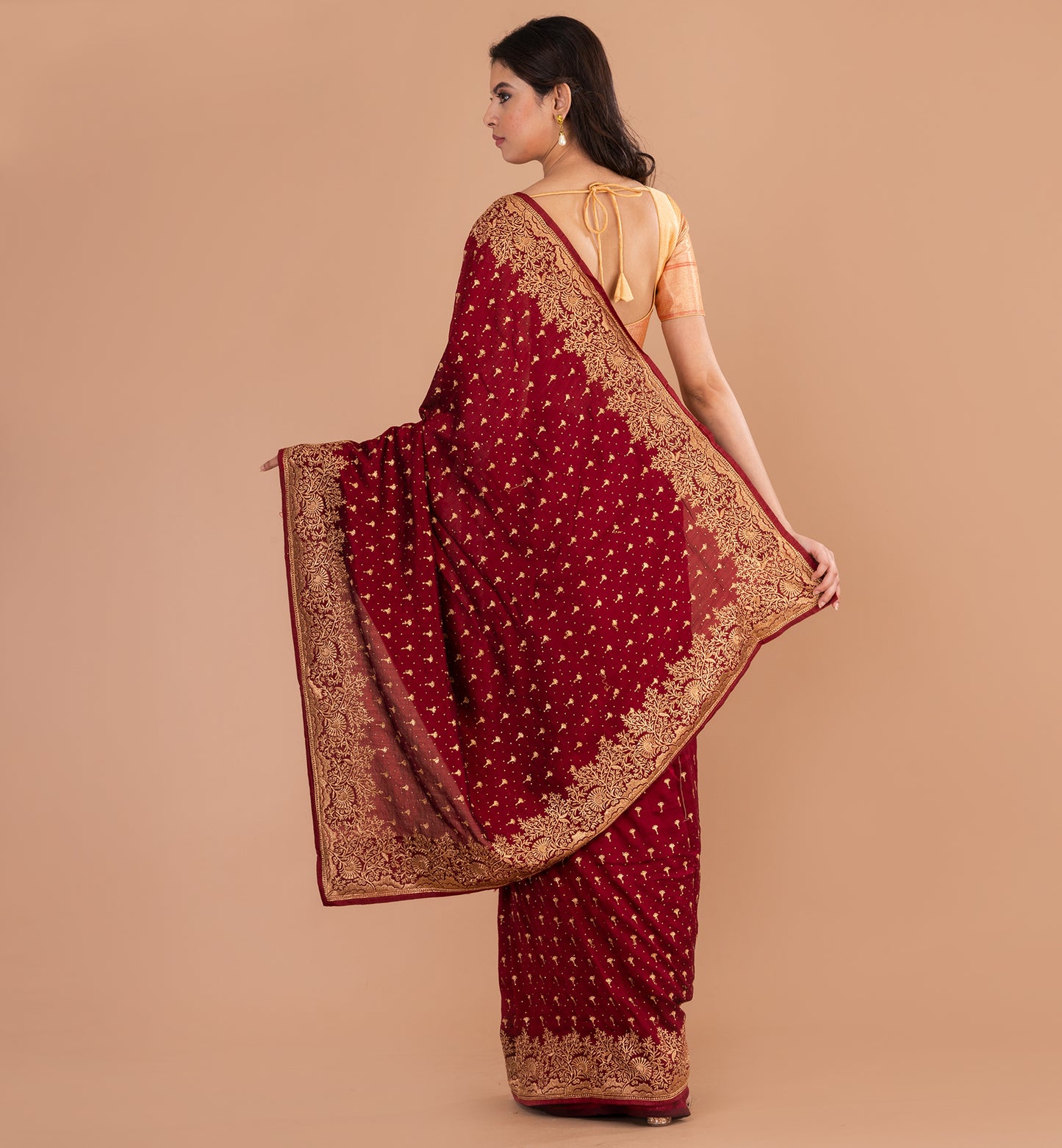 Opulent Maroon Fancy Tussar Ghicha Saree