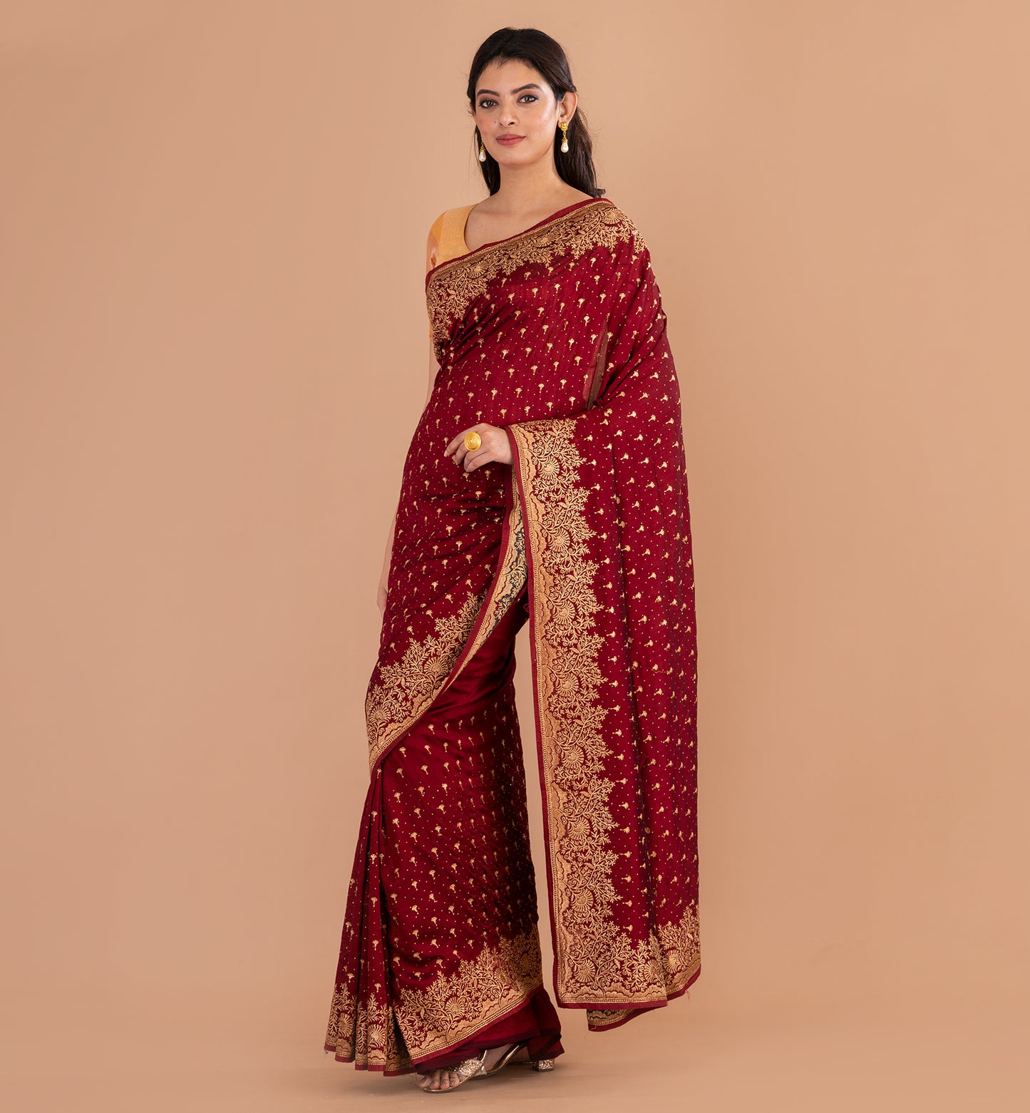 Opulent Maroon Fancy Tussar Ghicha Saree