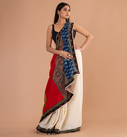 Vibrant Multicolor Boutique Cotton Saree