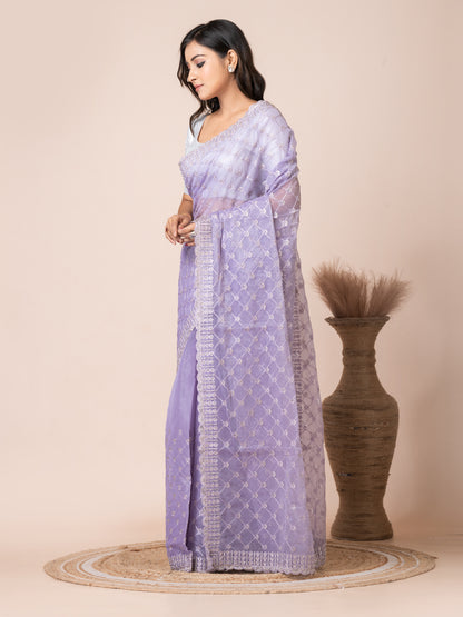 Opulent Lavender Tissue Saree