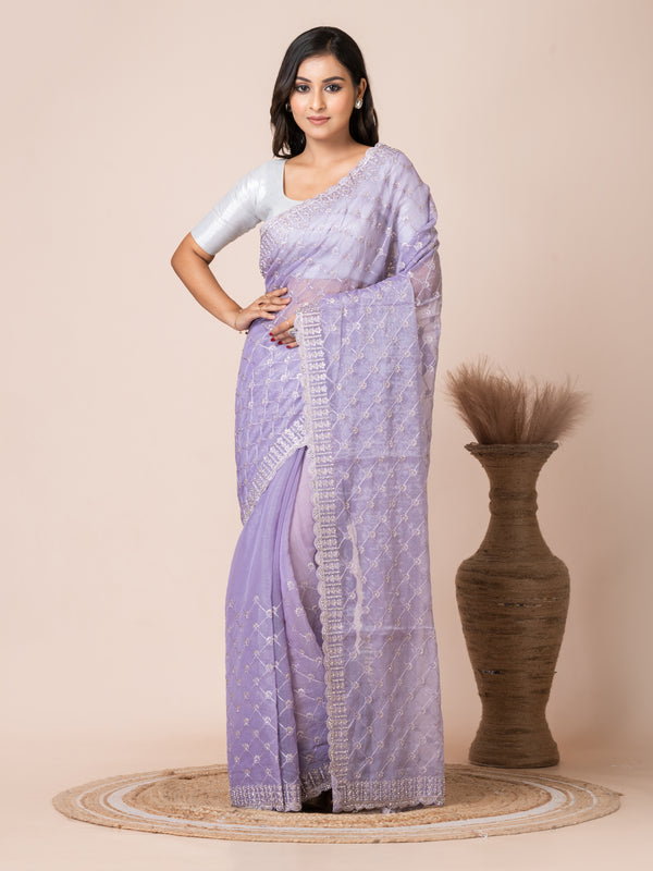 Opulent Lavender Tissue Saree