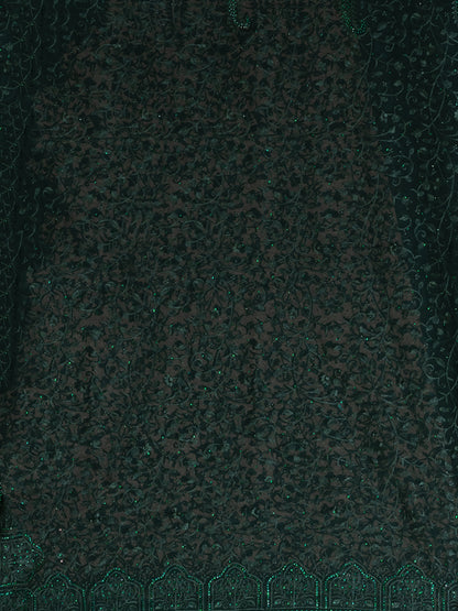 Luxurious Dark Green Fancy Chiffon Saree with Jal Work