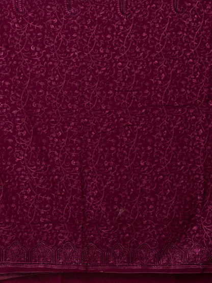 Exquisite Maroon Fancy Chiffon Saree with Jal Work