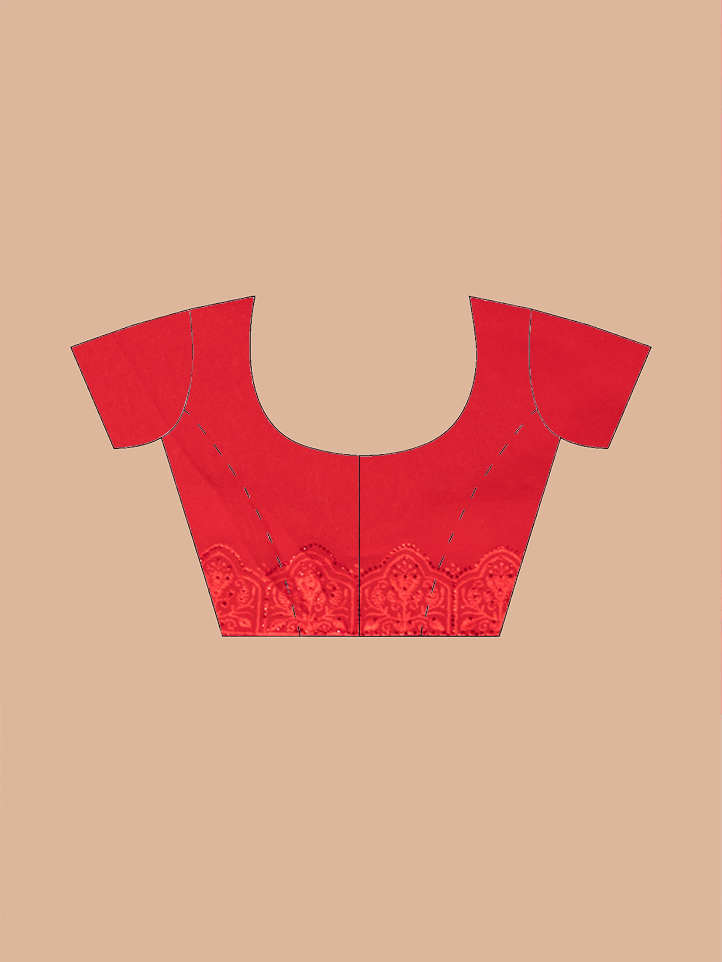 Bold Red Fancy Chiffon Saree with Jal Work