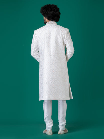 Majestic Orchid Whisper Sherwani with Neck Handwork