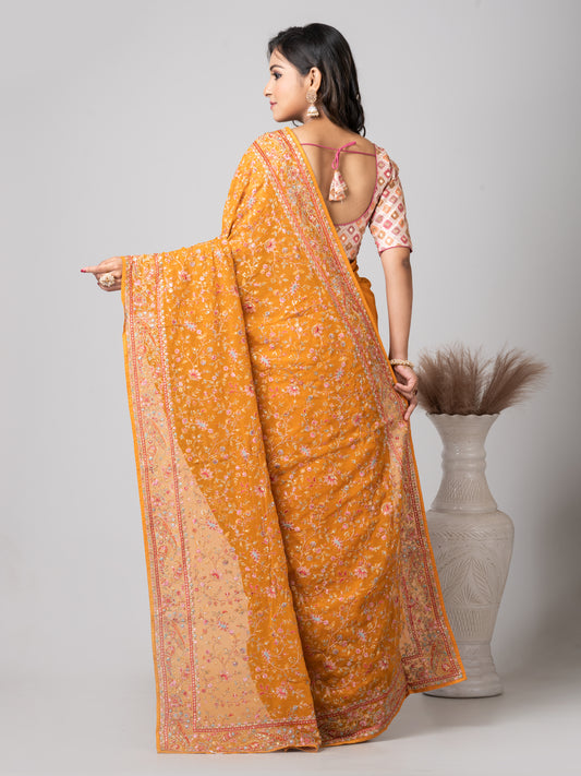 Elegant Pesto Calabrese Fancy Chiffon Saree with Jal Work