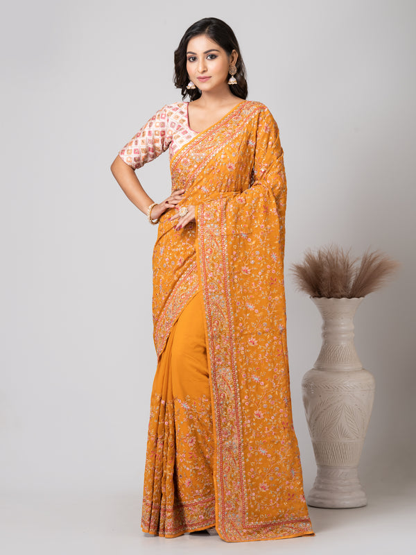 Elegant Pesto Calabrese Fancy Chiffon Saree with Jal Work
