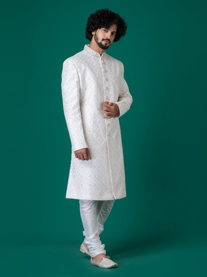 Majestic Orchid Whisper Sherwani with Neck Handwork