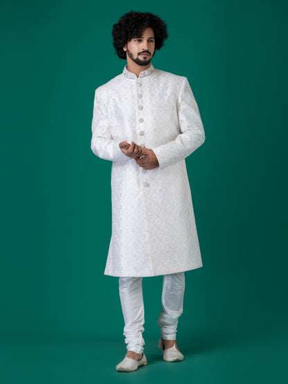 Majestic Orchid Whisper Sherwani with Neck Handwork