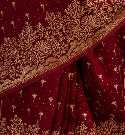 Opulent Maroon Fancy Tussar Ghicha Saree