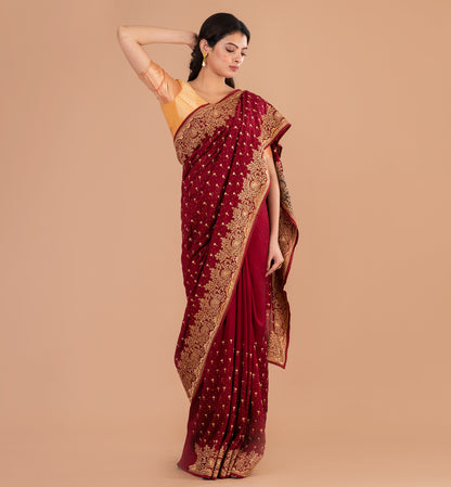 Opulent Maroon Fancy Tussar Ghicha Saree
