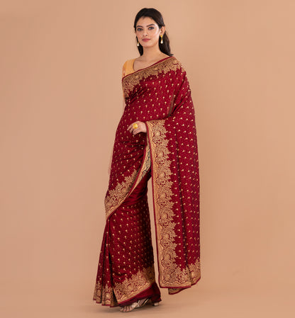 Opulent Maroon Fancy Tussar Ghicha Saree
