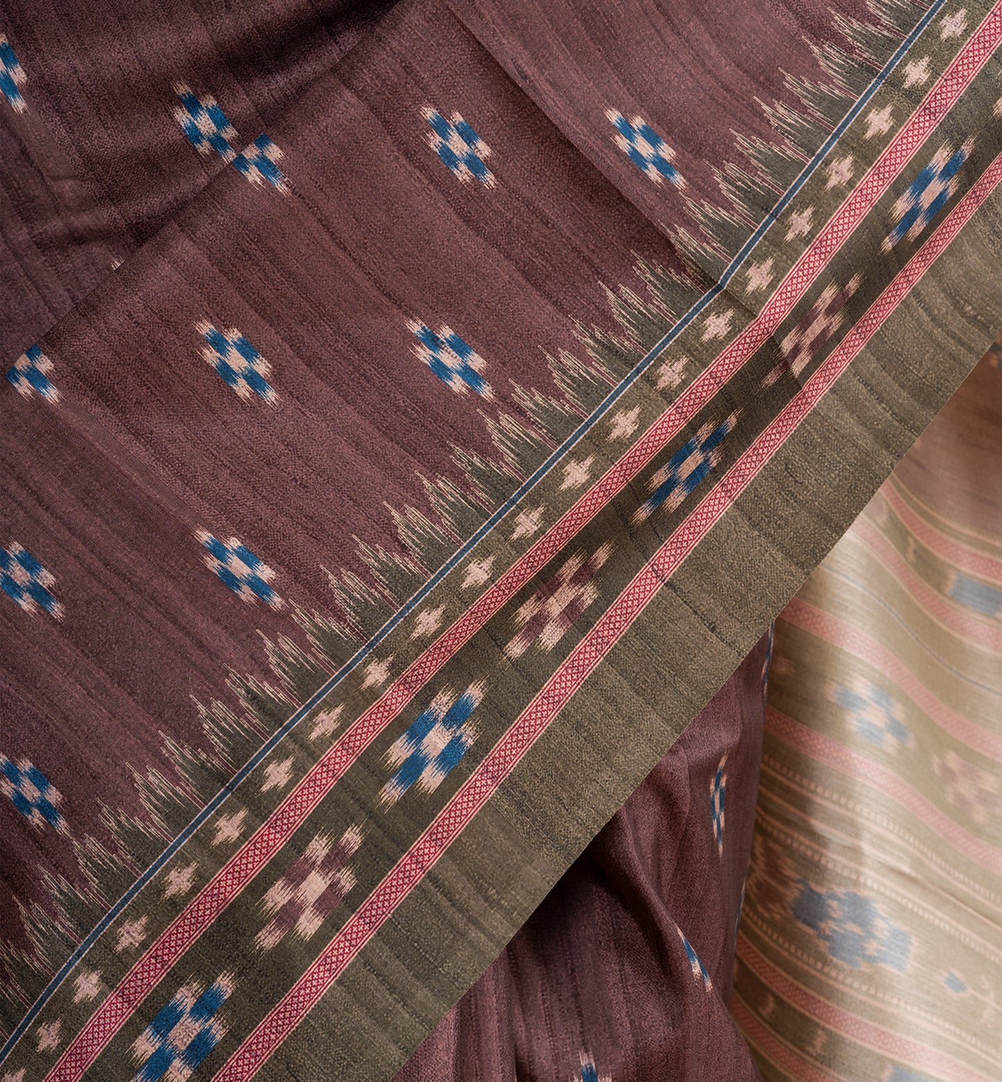 Rich Brown Batik Silk Saree