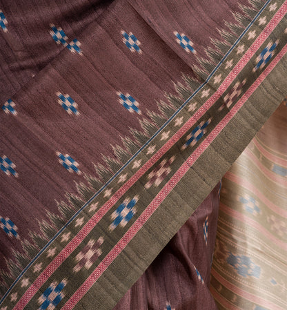 Rich Brown Batik Silk Saree