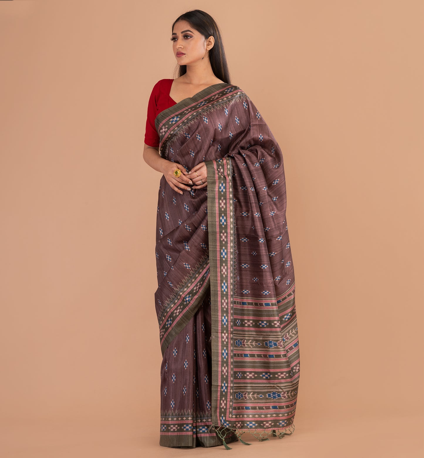 Rich Brown Batik Silk Saree