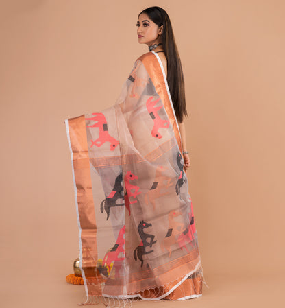 Sophisticated Peach Boutique Organza Saree